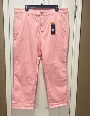 A.N.A Girlfriend Chinos Pants Pink Pockets sz 16 Easy hip slim leg mid rise NWT